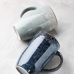 600ml European style retro ceramic Mug high Mug large capacity mug large home drinking Mug milk coffee Mug