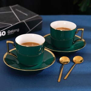 Green Ceramics Creative Cup and Saucer Porcelain Simple Tea Sets Room Coffee Cups