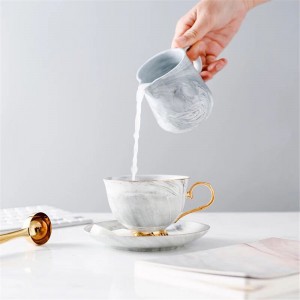 Ceramic Coffee Cup and Saucer Set Fashion Gold-plated Porcelain Tea Breakfast Milk Morning Milk Jug Cup