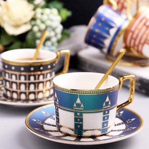 Moroccan Light Luxury Ceramic Coffee Cup European-Style Small Luxury Coffee Cup & Saucer Set Home Afternoon Tea Flower Tea Cup