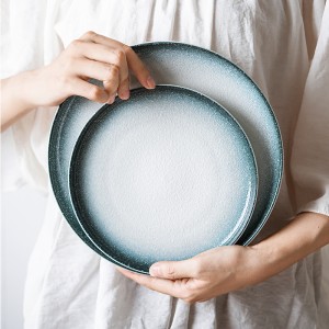 Steak Plate Enamel Plates Bowls Dish Household Dinner Set Ceramic European style Plate
