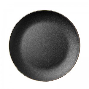 Black Gold Tableware Rim Ceramic Dinner Dish Plate Rice Salad Noodles dinnerware