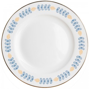 Ins Fresh Simple Round Golden Edge Leaves Ceramic Household Dinner plate