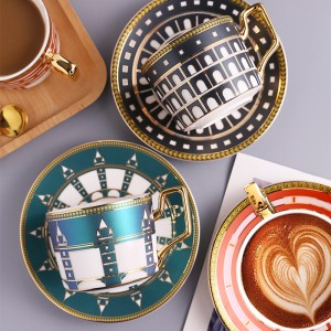 Moroccan Light Luxury Ceramic Coffee Cup European-Style Small Luxury Coffee Cup & Saucer Set Home Afternoon Tea Flower Tea Cup