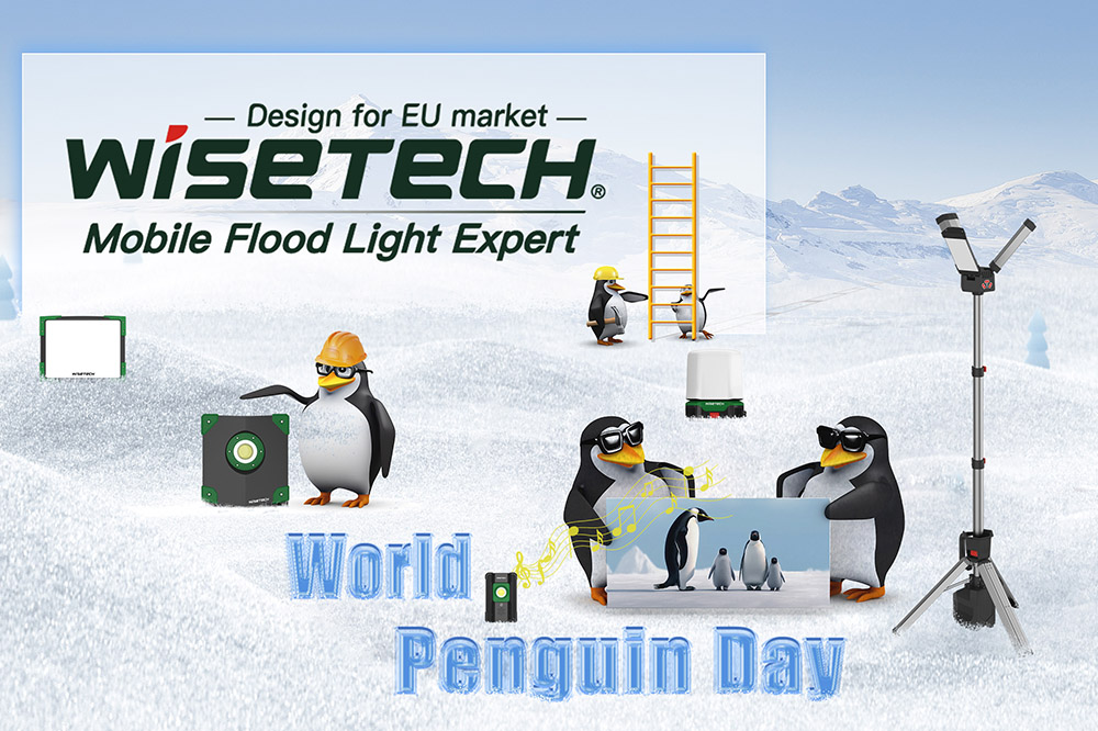 WISETECH Mobile Flood Lights With World Penguin Day