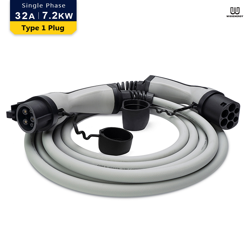 EV Cable (32A single-phase 7.2KW) Type 1 Female to Type 2 Male Extension Cable (16ft/5m) Featured Image