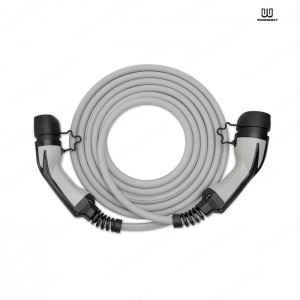 EV Cable (32A 1 Phase 7.6KW) With 16ft/5m Type 2 Female To Male Extension Cable