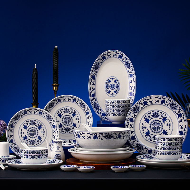 JIXIANGRUYI   handmade decaled blue and white highfired jingdezhen tableware (1)