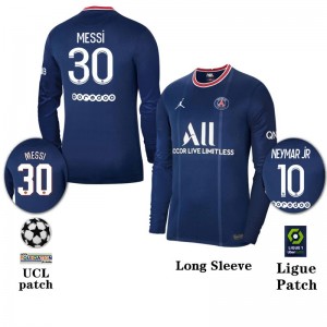 PSG Soccer Jersey Home Long Sleeve Messi 30# Replica 2021/22