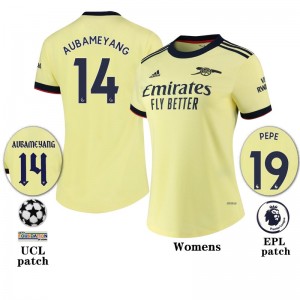 Arsenal Women Soccer Jersey AUBAMEYANG #14 PEPE #19 Away Replica 2021/22