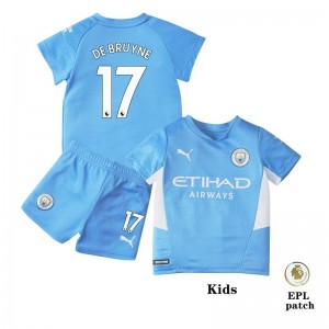 Manchester City Kid Soccer Jersey Home DE BRUYNE #17 Replica 2021/22