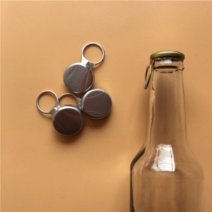 Side ring pull bottle cap silver color