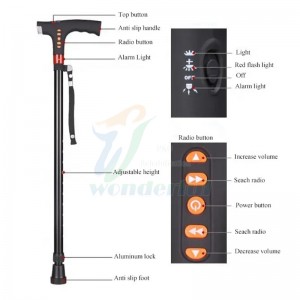 New Fashion Design for rehabilitation equipment height adjust cane Wholesale portable elderly 4 leg walking stick medic