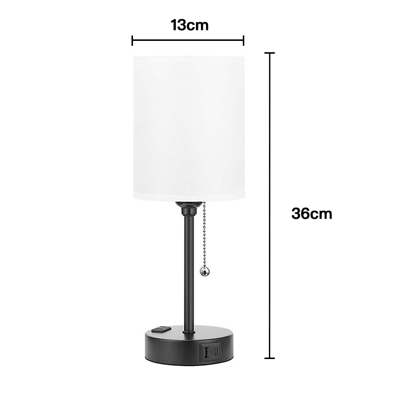 3 Suhu Warna Bedside Lampu Table kalawan Port USB jeung Bohlam LED