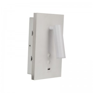 メタル LED ウォールランプ、USB ポート付きのモダンでシンプルなスタイルのベッドサイドランプ