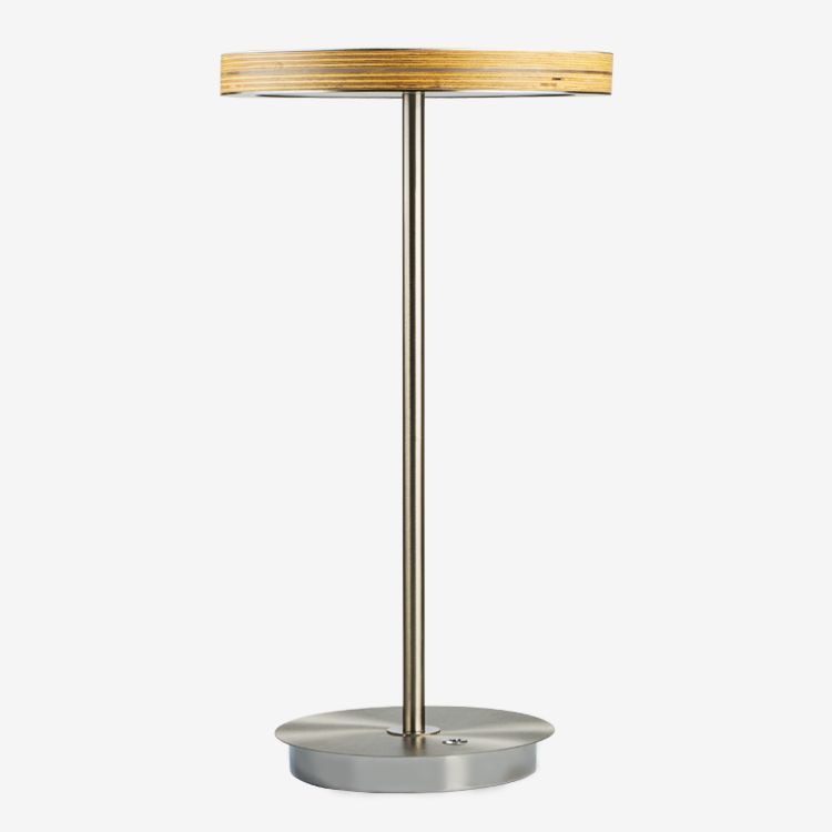 Lampă de masă cu LED în stil modern, textură metalică rotundă, potrivită pentru citirea în interiorul biroului