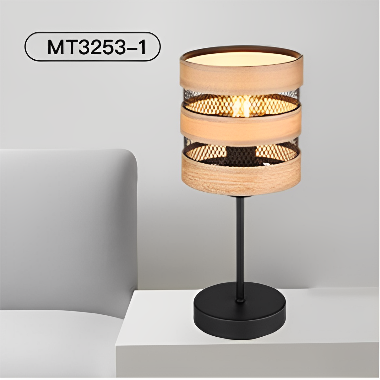 Metal nga Iron +Kahoy sa Indoor LED Table Lamp