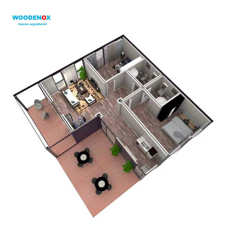 Trending Products Prefabricated Container House - Flat Pack Container House WFPH2551 – 2 Bedroom Customizable Luxury Prefab Houses – WOODENOX detail pictures