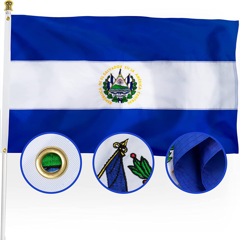 Competitive Price For Holland Flag - Salvadoran Flag Embroidery Printed for Pole Car Boat Garden – Shangqi