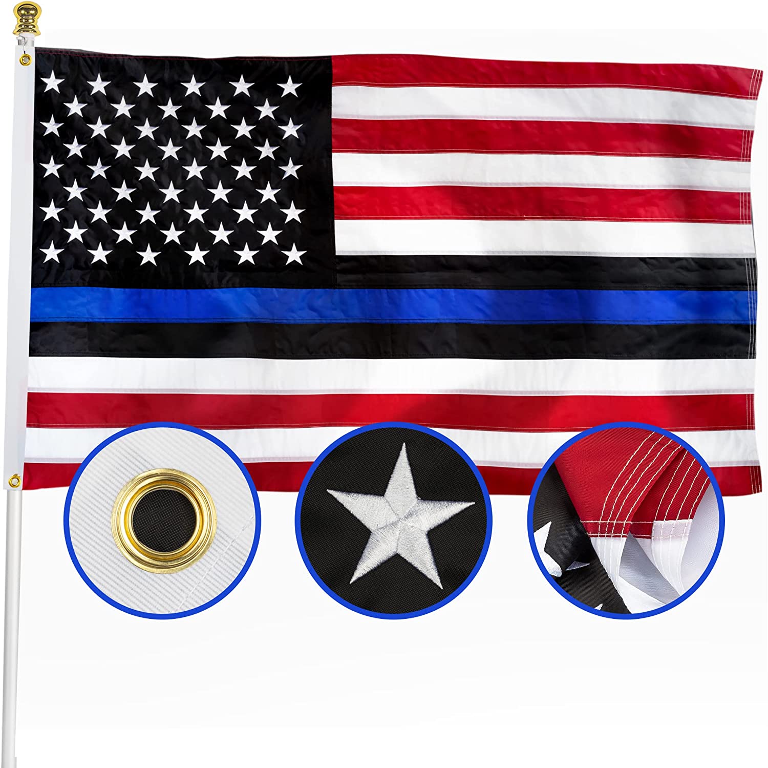 1 embroidery flag of blue lives matter
