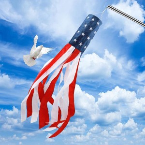 50 Stars USA Windsock Patriotic Embroidery for Garden Decoration
