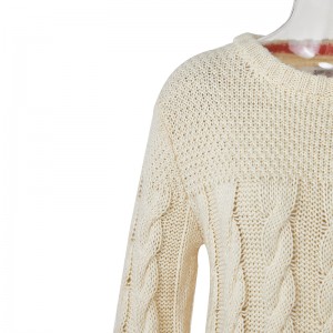 Custom na Winter Knit Cotton Polyester Wool Cashmere Crew Neck Women Sweater