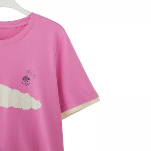 Camisetas de manga curta de moda 2022 por xunto de tops rosas para mulleres