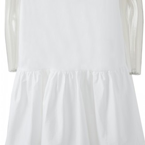 Літня біла сукня з пуховими плечами Повсякденна жіноча міні-сукня з круглим коміром
