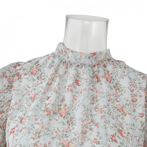 2022 Floral σιφόν μπλούζες Γυναικεία καλοκαιρινά φορέματα 100% πολυεστέρα κοντομάνικα μπλουζάκια