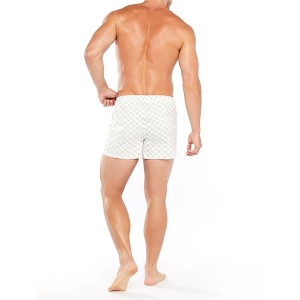Po meri natisnjen logotip, hitro sušeče moške kopalne hlače z vrvico za deskanje na plaži iz poliestra z elastičnim pasom