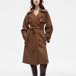New fashion with loose lapel long trench coat coat woman