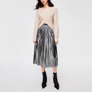 उच्च कंबर लांब pleated स्कर्ट महिला हिवाळी नवीन फॅशन स्वभाव