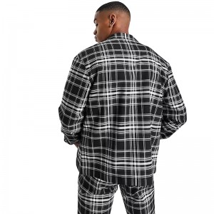Fashion Check Shacket In Black Check For Men’s