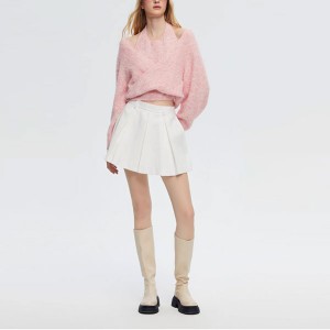 Téli új ingázó egyszerű temperamentum pulóver divat hamis két kötött női