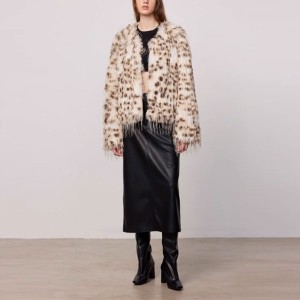Leopard point long fur non-animal fur coat
