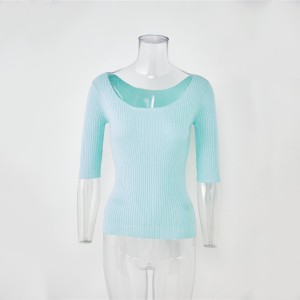 2022 Jesen Zima Prilagođeni ženski jednobojni pleteni dizajnerski uski pulover dugih rukava