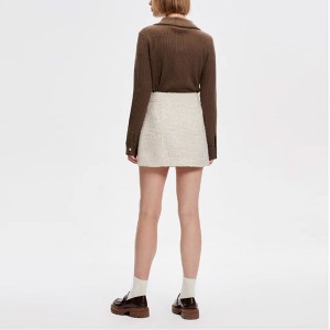 Wiosenna nowa moda na co dzień z trzema kolorami tweedowej krótkiej spódnicy damskiej