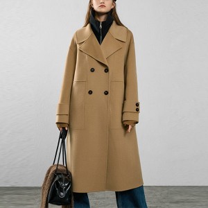 Француз винтажы 100% кой жүнүнөн жасалган эки тараптуу жүн пальто аялдар үчүн 2023 кышкы жаңы жогорку сапаттагы пальто