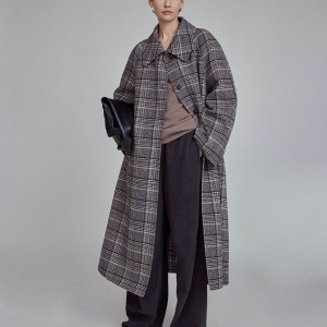 Cappotto di lana Ni a doppia faccia in grande plaid caldo retro grande silhouette