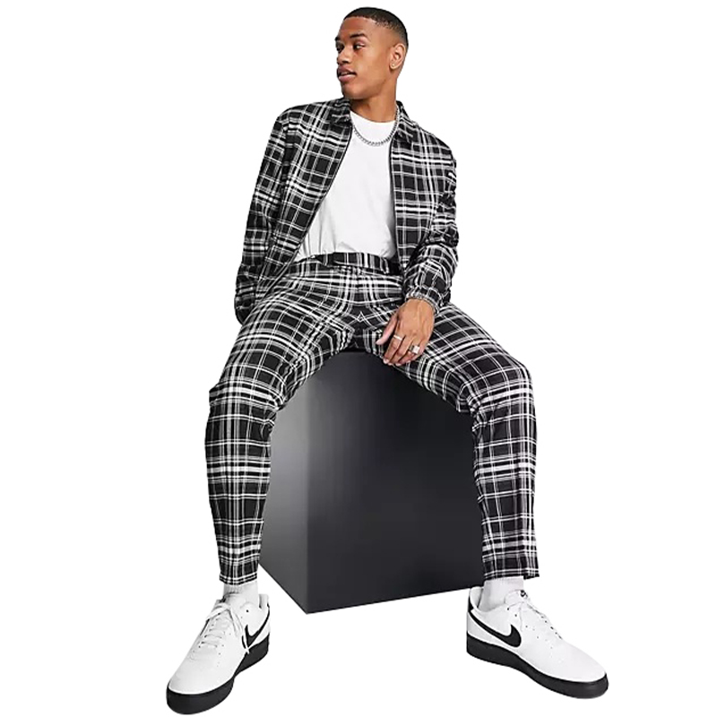 Buy Discount Mens Sweatsuits Suppliers –  Fashion Check Shacket In Black Check For Men’s – Worldu