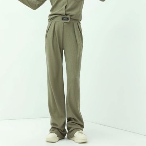 Повсякденні брюки плісировані з вафельної тканини Жіночі весняні широкі брюки прямого крою PA627