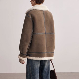 Γυναικείο καστόρι γούνινο παλτό Merino all-in-one που βλέπει προς τα έξω γούνα από δέρμα αρνιού