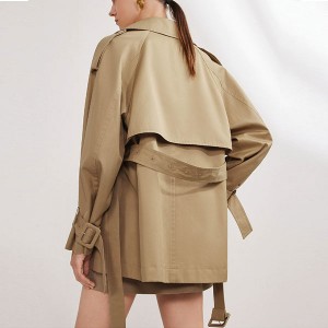 Cotton retro British style short tunch coat akazi 2024 masika atsopano
