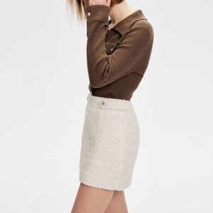 Spring new fashion casual na may tatlong kulay tweed short skirt woment
