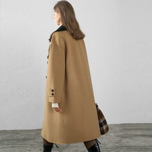 Prantsuse vintage 100% lambavillane kahepoolne villane mantel naistele 2023 talve uus kvaliteetne mantel