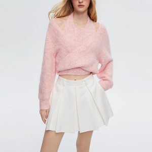 Téli új ingázó egyszerű temperamentum pulóver divat hamis két kötött női