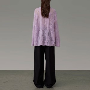 Senior sense sweater womens loose piger jacquard design sense niche spring French vintage top