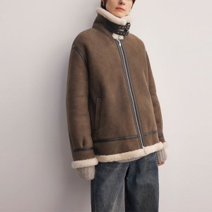 Merino fur all-in-one coat ຫນັງ suede ຂອງແມ່ຍິງຫັນອອກເປັນຂົນ lambskin