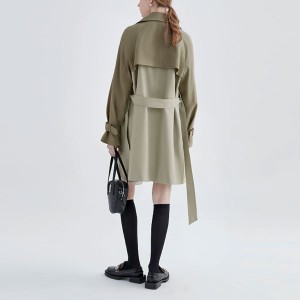 Орташа ұзындықтағы әйелдер пальтосы 2024 көктемгі және күзгі дизайндағы түс үйлесімі жоғары сапалы британдық жел пальто