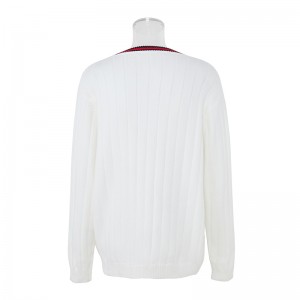 Hierscht Wanter Personnaliséiert Klassesch Long-sleeve Uniform Faarf Block Knit Sweater Button V Hals Unisex Cardigan Sweater